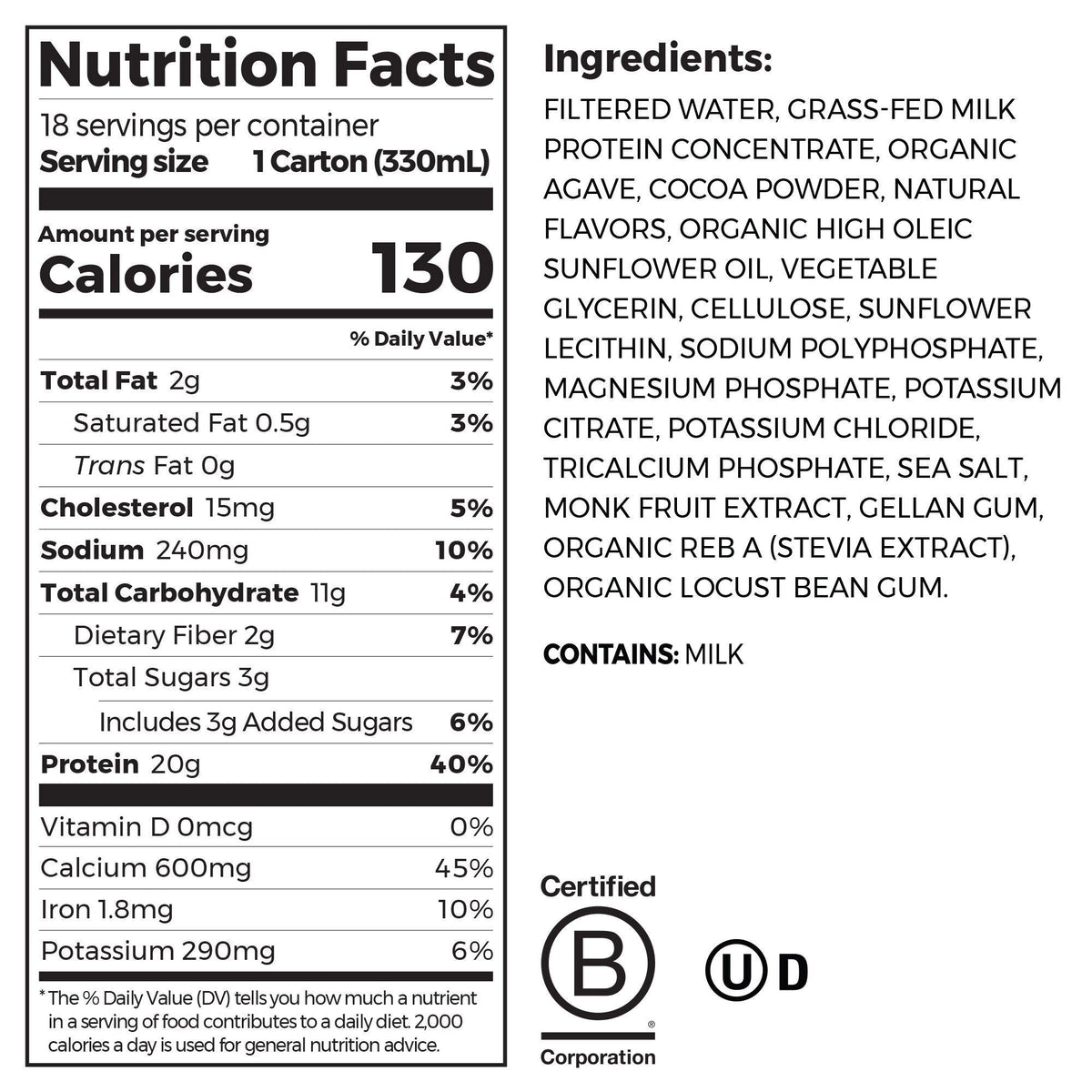 미국직구 오르가인 단백질 쉐이크 음료 초콜릿 Orgain Clean Grass Fed Protein Shake, Creamy Chocolate Fudge, 11 fl oz, 18-pack