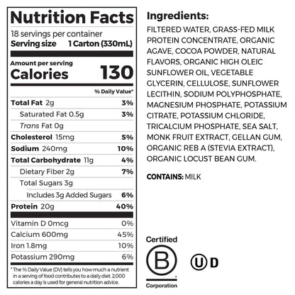 미국직구 오르가인 단백질 쉐이크 음료 초콜릿 Orgain Clean Grass Fed Protein Shake, Creamy Chocolate Fudge, 11 fl oz, 18-pack