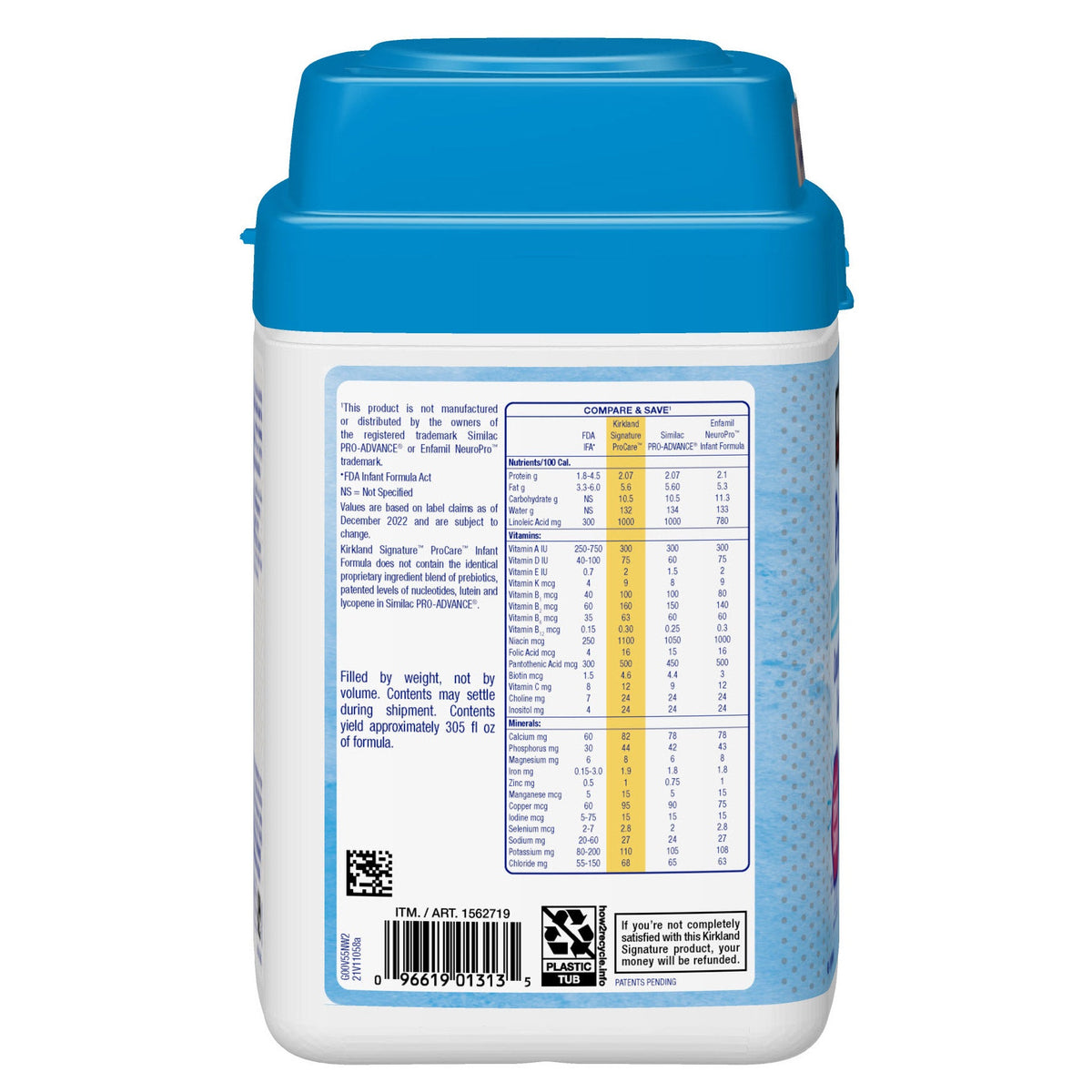 미국직구 Kirkland Signature ProCare 1.2kg 2팩 / Kirkland Signature ProCare with Dual HMO's, Non 4