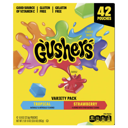 미국직구 Gushers Fruit Flavored Snacks, Variety Pack, 0.8 oz, 42 ct