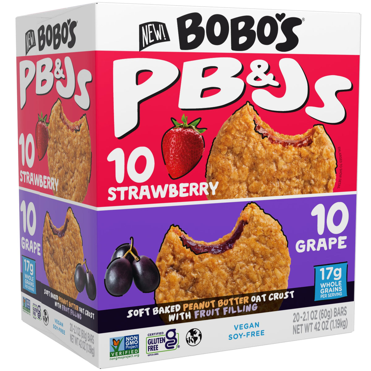 미국직구 Bobo's PB&J's Oat Bar, Variety Pack, 2.1 oz, 20 ct