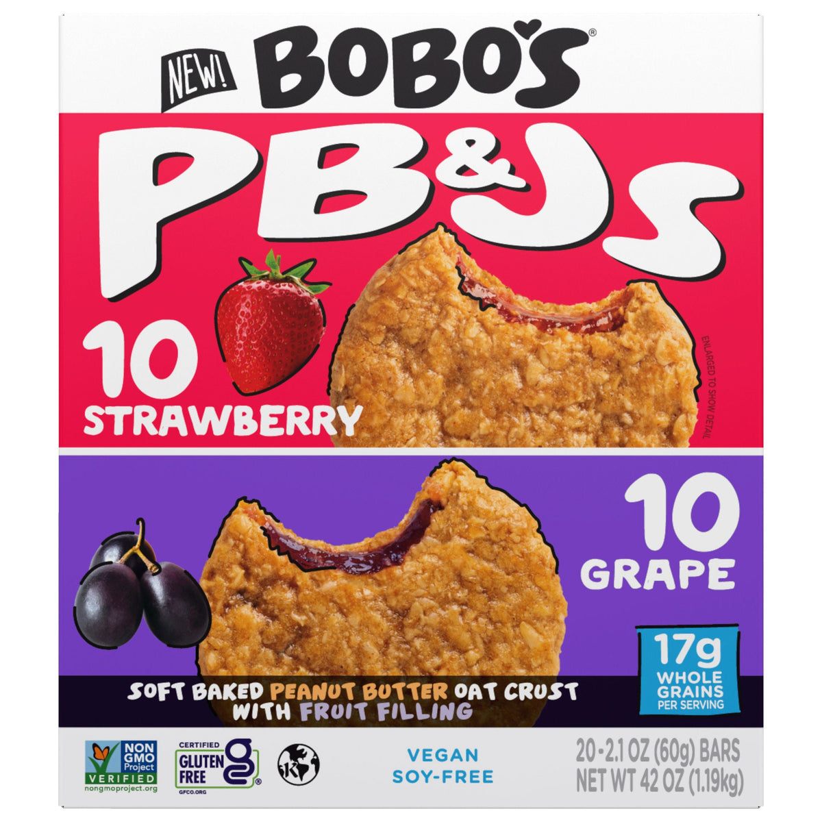 미국직구 Bobo's PB&J's Oat Bar, Variety Pack, 2.1 oz, 20 ct