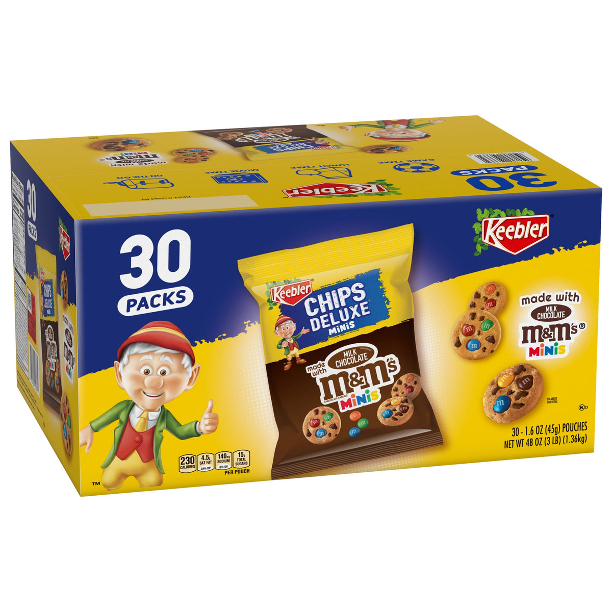 미국직구 엠앤엠즈 Keebler Chips Deluxe Bite-sized Cookies with Milk Chocolate 'S, 1.6 oz, 30 ct