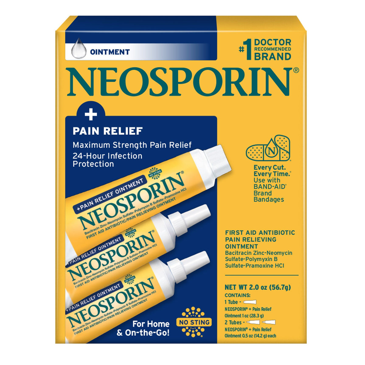 미국직구 이오스 외용 파스·겔 Neosporin + Max Strength Pain Relief Dual Action Topical Antibiotic Ointment, 2 Ounces