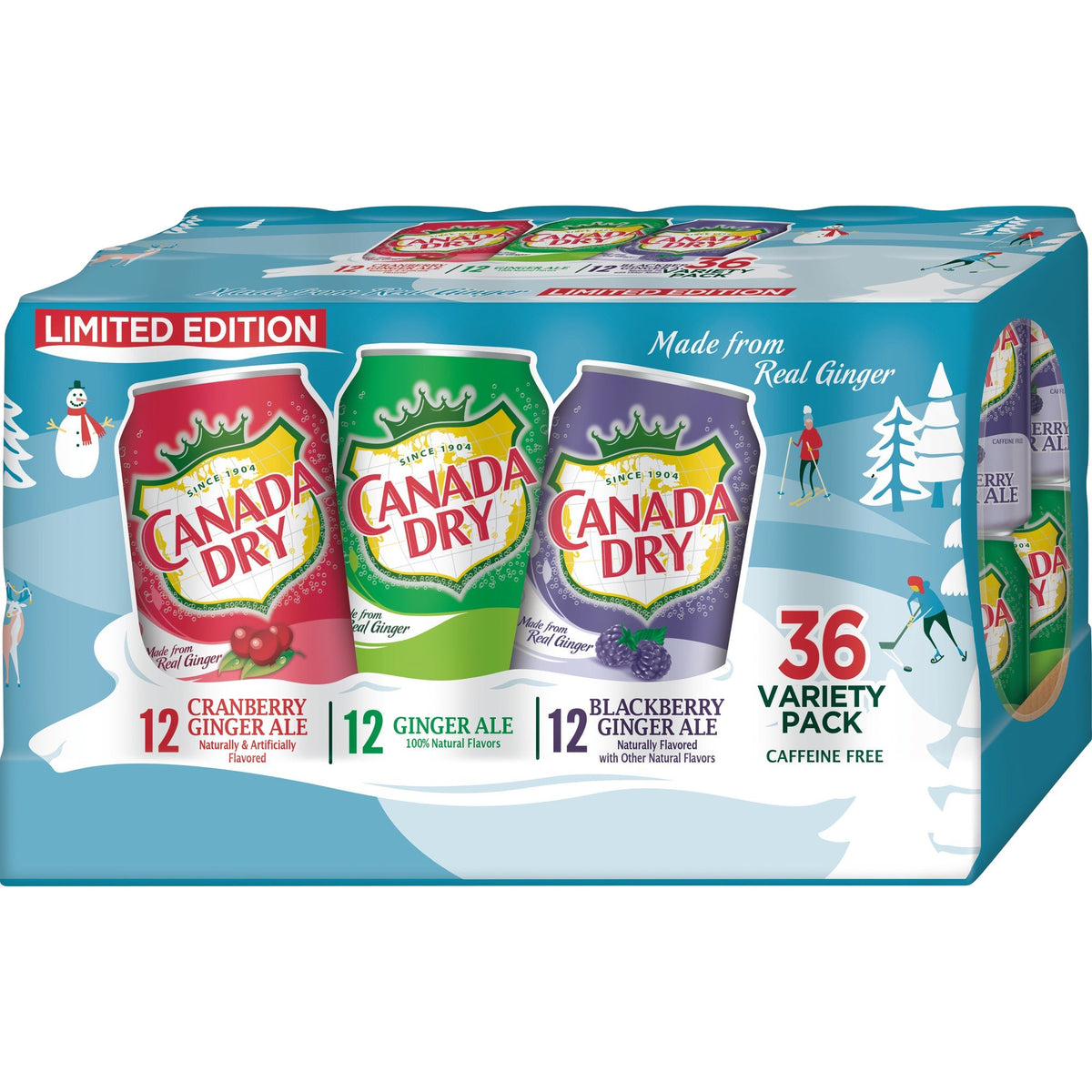 미국직구 Canada Dry Ginger Ale, Winter Variety Pack, 12 oz, 36 ct