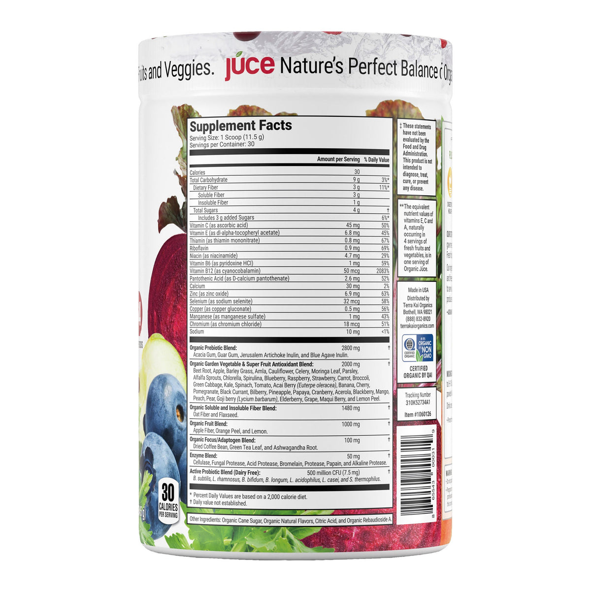 미국직구 Terra Kai USDA / Terra Kai USDA Organic Juce Super Fruit & Veggie Powder, 12.2 Ounces 2