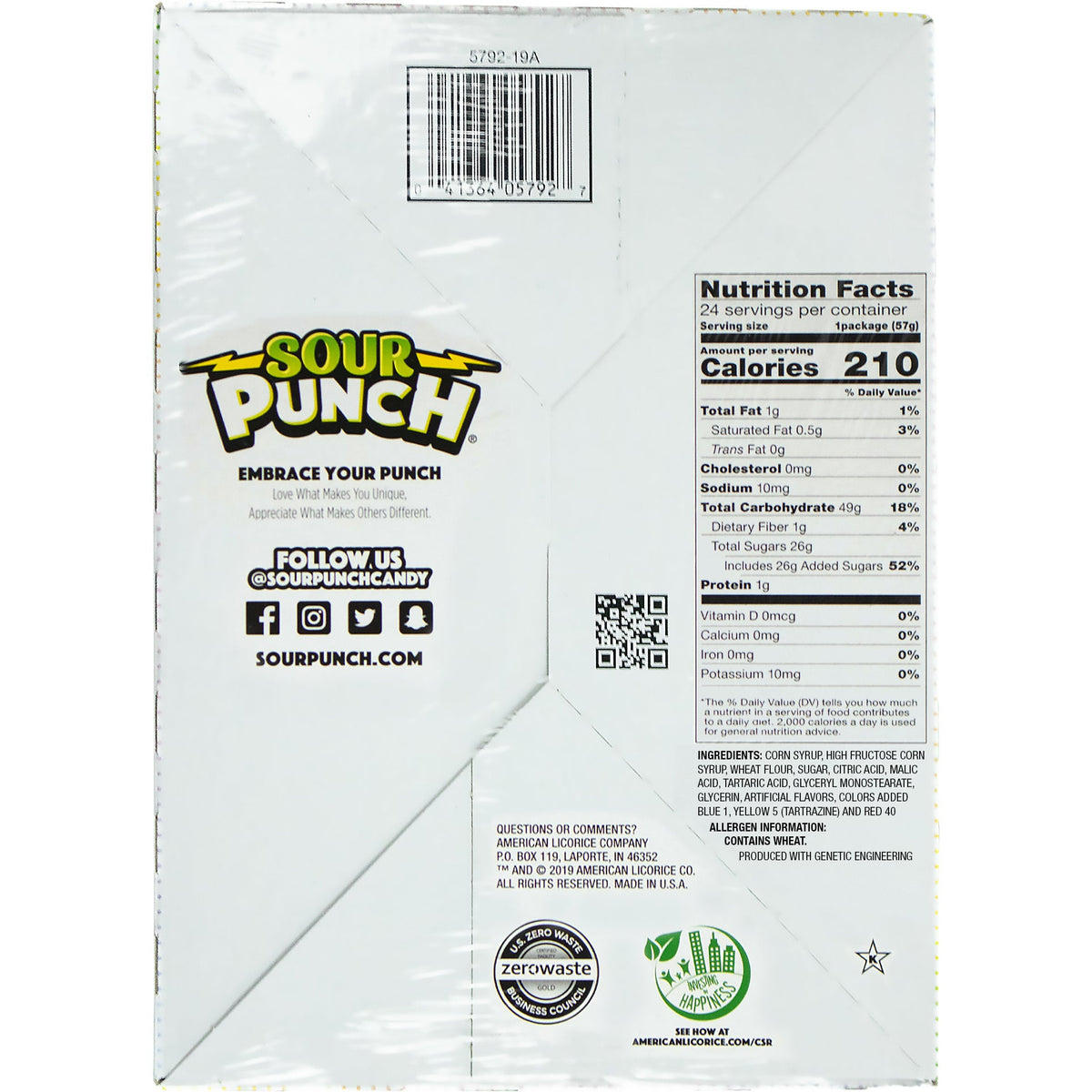 미국직구 Sour Punch Straws, Rainbow, 2 oz, 24 ct