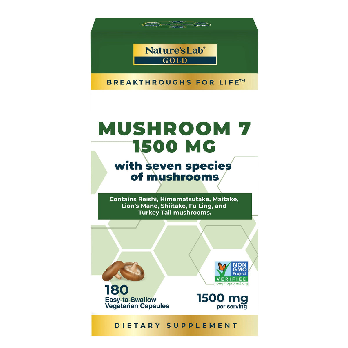 미국직구 영양제 Nature's Lab Mushroom 7, 1500 mg, 180 Vegetarian Capsules
