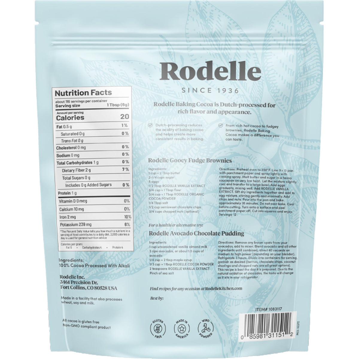 미국직구 Rodelle Gourmet Baking Cocoa Powder, 25 oz