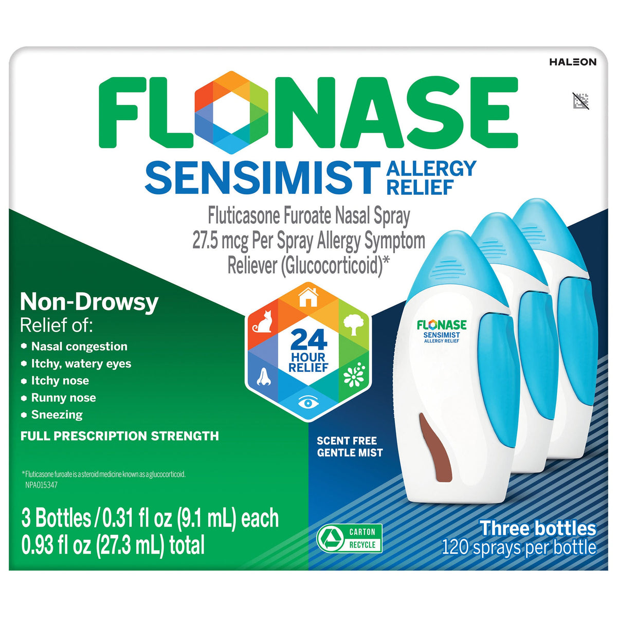 미국직구 플로네이즈 알레르기약 Flonase Sensimist Allergy Relief Nasal Spray, 360 Metered Sprays