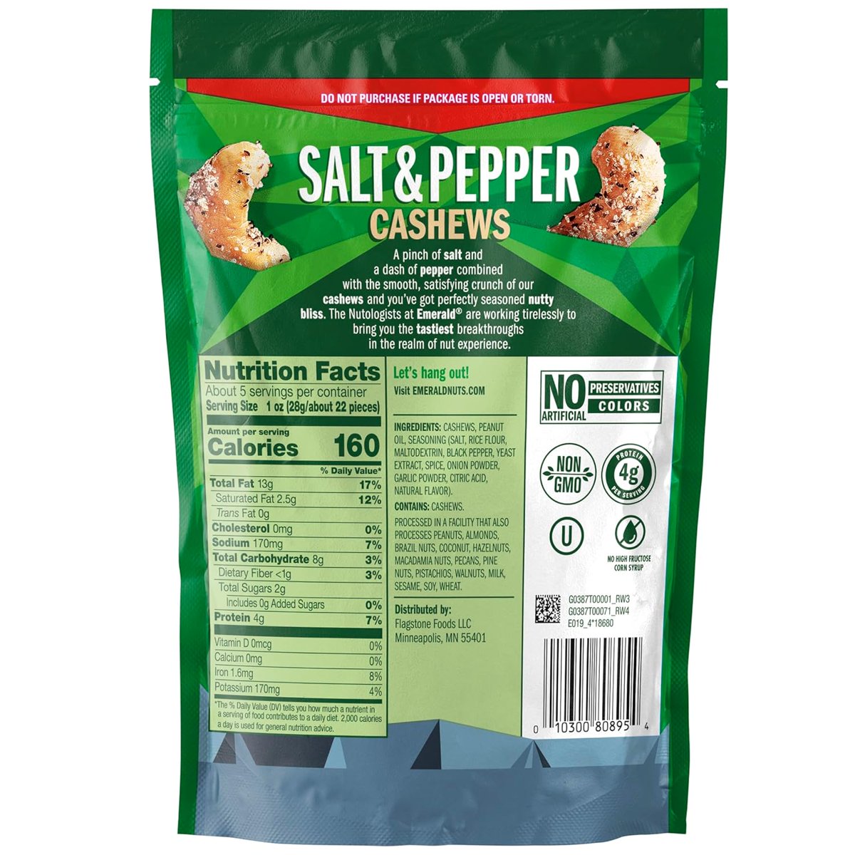 미국직구 Emerald Salt and 견과 142g / Emerald Salt and Pepper Cashews, 2 Bags x 142g Each, with  5