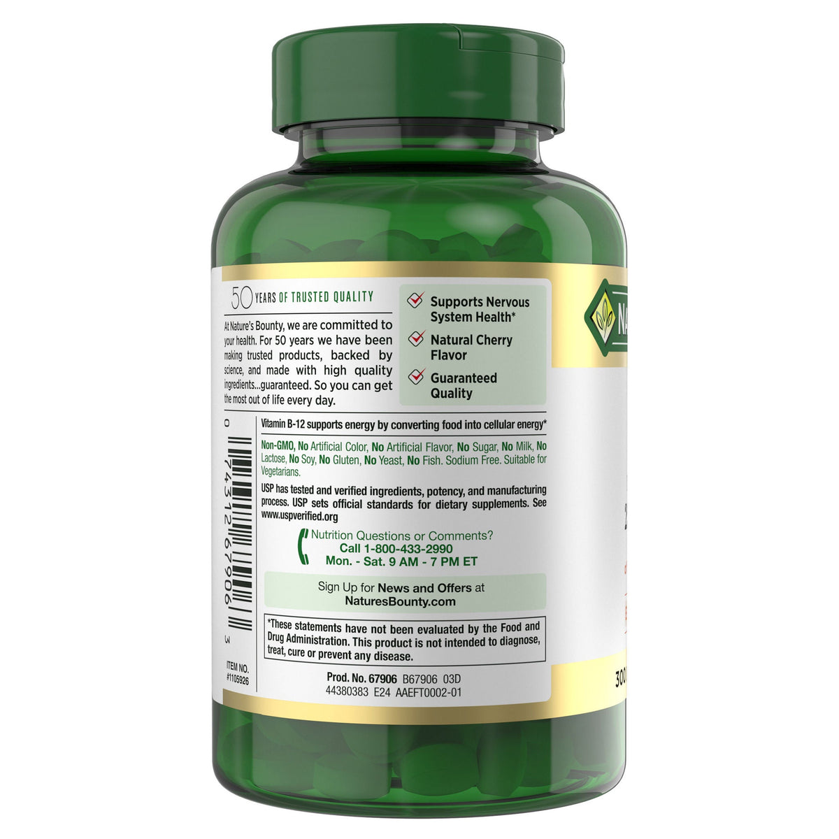 미국직구 네이처스바운티 비타민B Nature's Bounty Vitamin B-12 2500 mcg, 300 Quick Dissolve Tablets