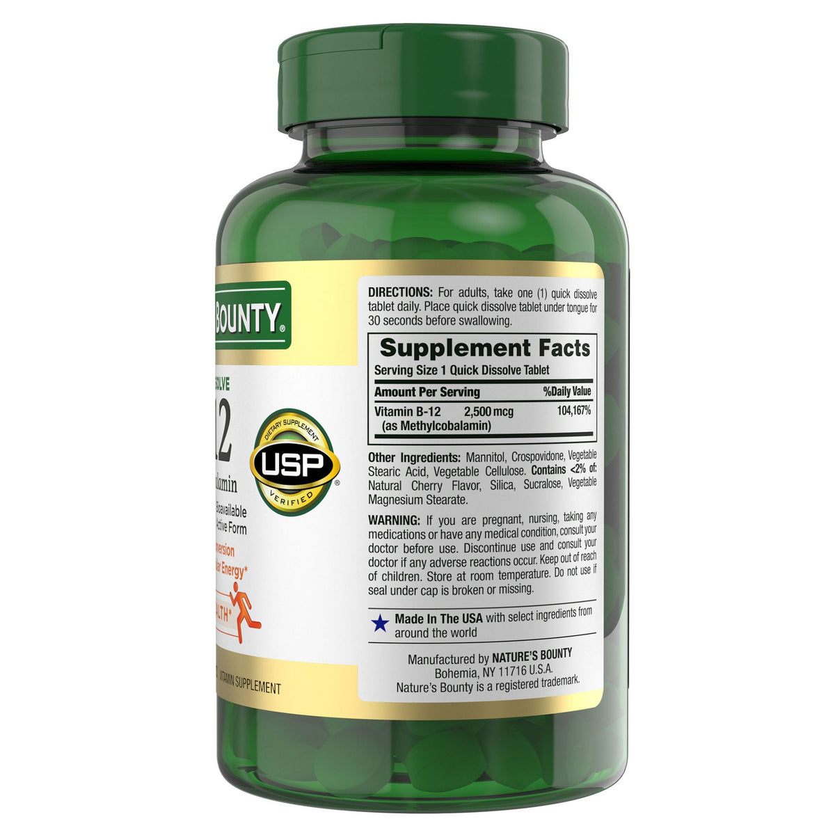 미국직구 네이처스바운티 비타민B Nature's Bounty Vitamin B-12 2500 mcg, 300 Quick Dissolve Tablets