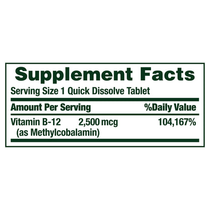 미국직구 네이처스바운티 비타민B Nature's Bounty Vitamin B-12 2500 mcg, 300 Quick Dissolve Tablets