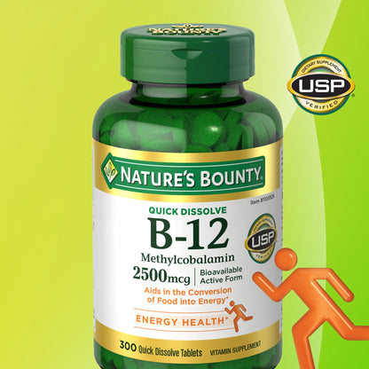 미국직구 네이처스바운티 비타민B Nature's Bounty Vitamin B-12 2500 mcg, 300 Quick Dissolve Tablets