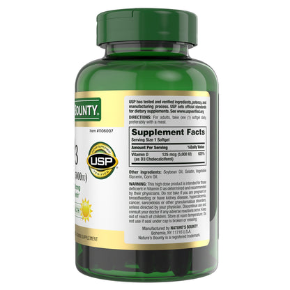 미국직구 네이처스바운티 비타민D Nature's Bounty Vitamin D3 125 mcg, 400 Softgels