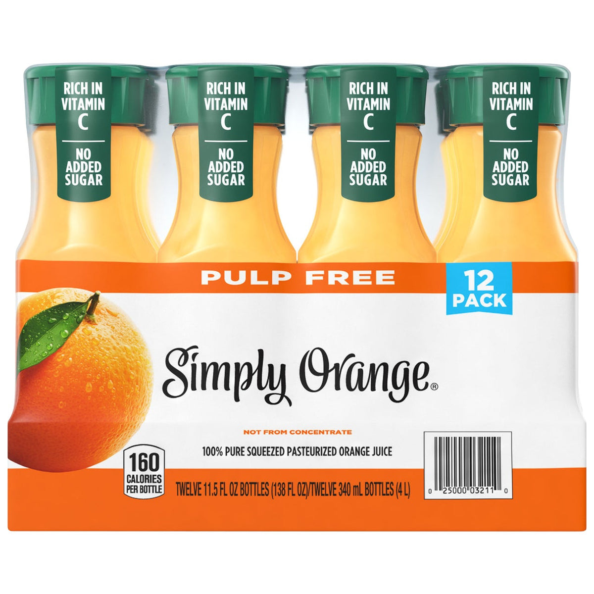미국직구 Simply Orange Pulp Free Orange Juice, 11.5 fl oz, 12 ct