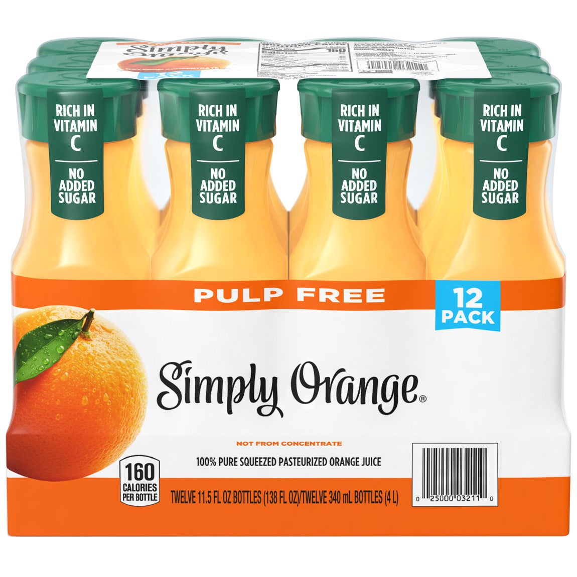 미국직구 Simply Orange Pulp Free Orange Juice, 11.5 fl oz, 12 ct