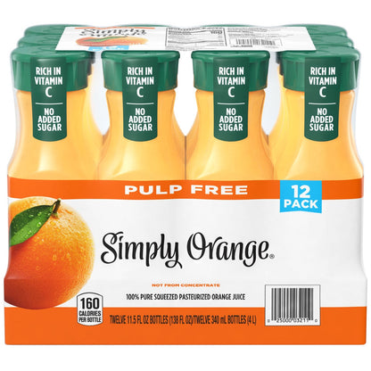 미국직구 Simply Orange Pulp Free Orange Juice, 11.5 fl oz, 12 ct