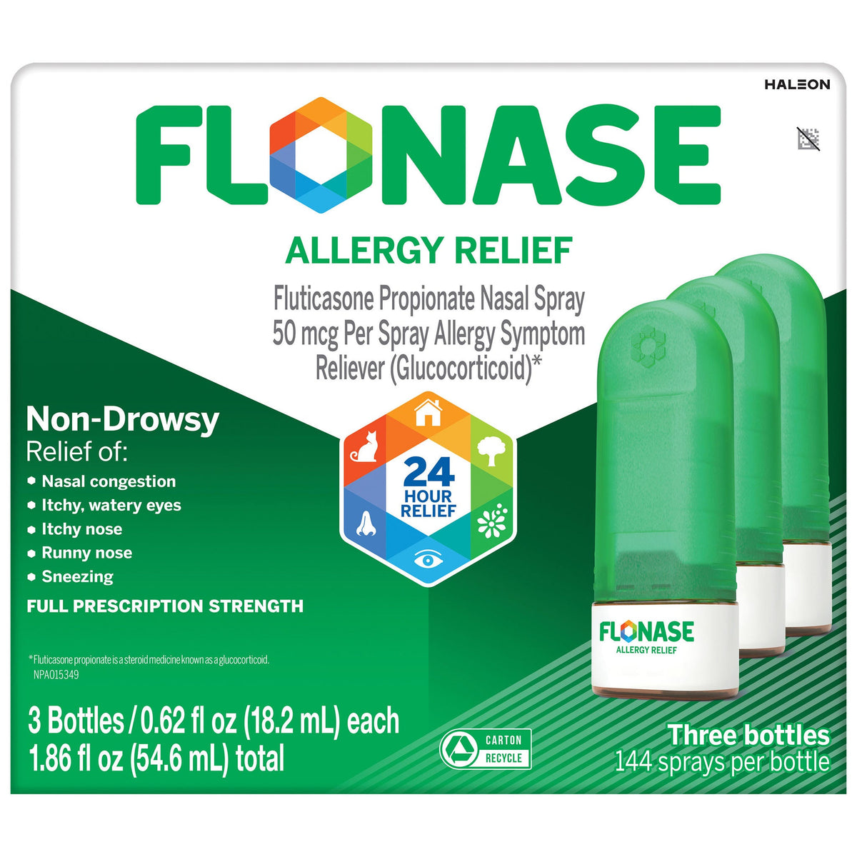 미국직구 플로네이즈 알레르기약 Flonase Non-Drowsy 24 Hour Allergy Relief Nasal Spray, 432 Metered Sprays