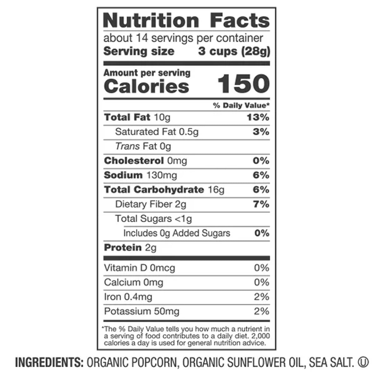 미국직구 스키니팝 Organic Popcorn, Sea Salt, 14 oz