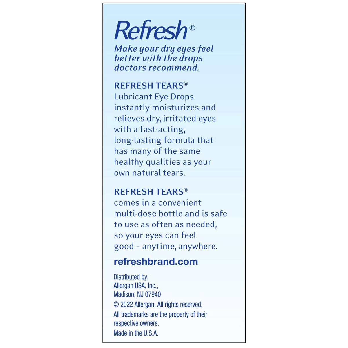 미국직구 리프레시 인공눈물 Refresh Tears Lubricant Eye Drops Multi-Pack, 65 ml.