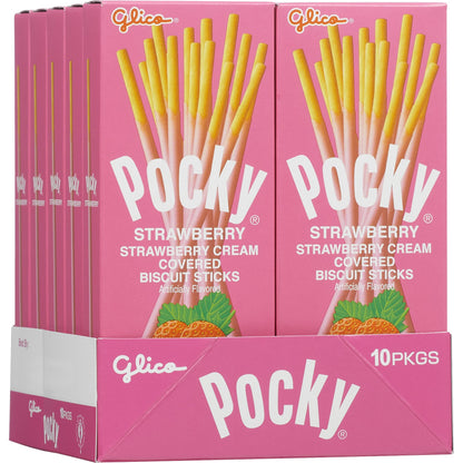 미국직구 Pocky Cream Covered Biscuit Sticks, Strawberry, 1.41 oz, 10 ct
