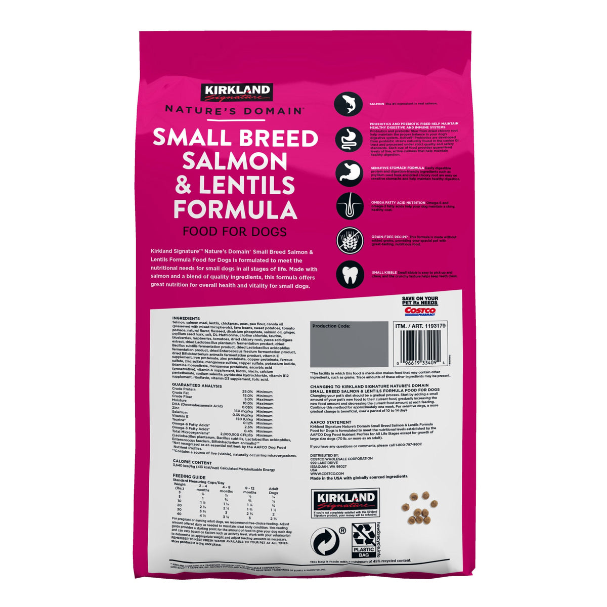 미국직구 커클랜드 펫용품 Kirkland Signature Nature's Domain Small Breed Salmon & Lentil, 20 lbs
