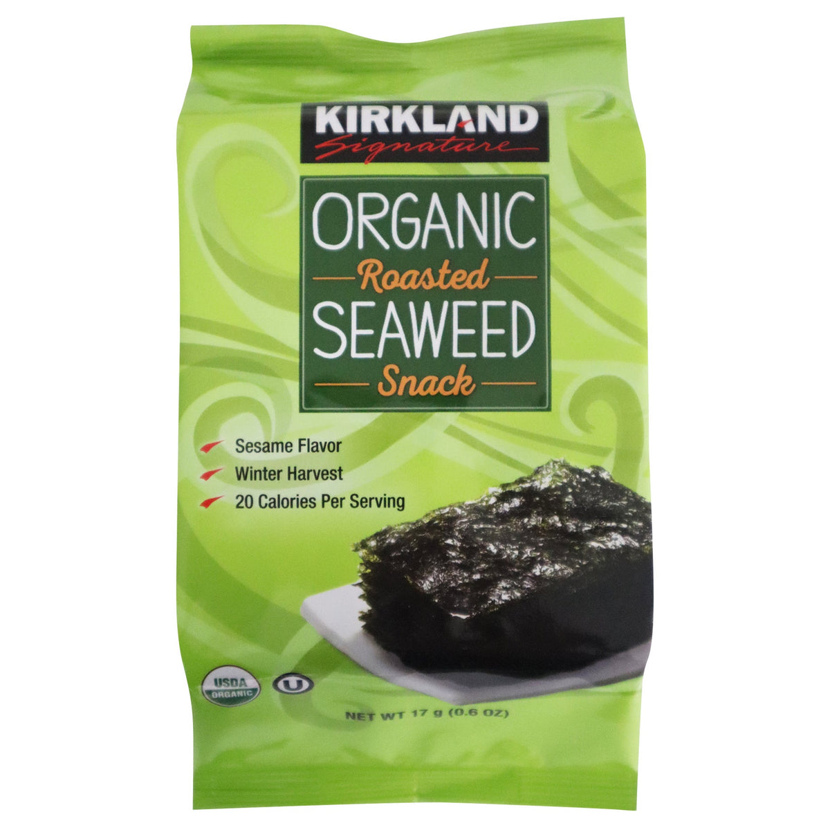 미국직구 Kirkland Signature Organic Roasted Seaweed with Sesame Oil, 0.60 oz, 10 ct