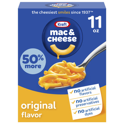 미국직구 크래프트 and Cheese, 1 Box, for Easy Dinner or Dinner Sides, Original Flavor, No Artificial Flavors, Preservatives or Dyes, 11 oz