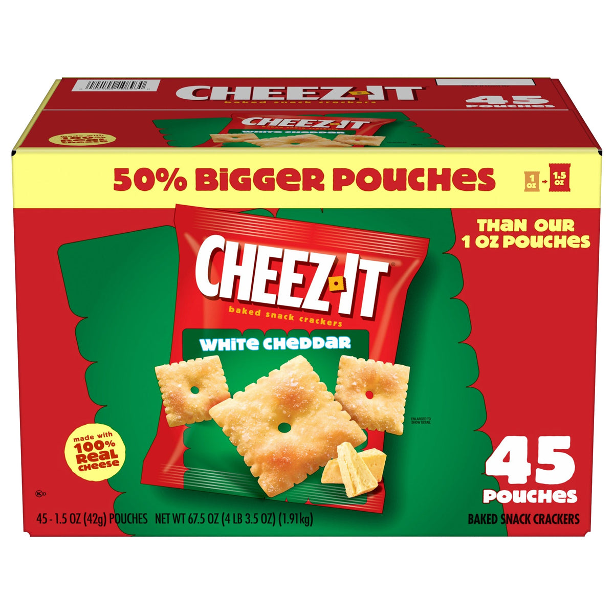 미국직구 치즈잇 Baked Snack Crackers, White Cheddar, 1.5 oz, 45 ct