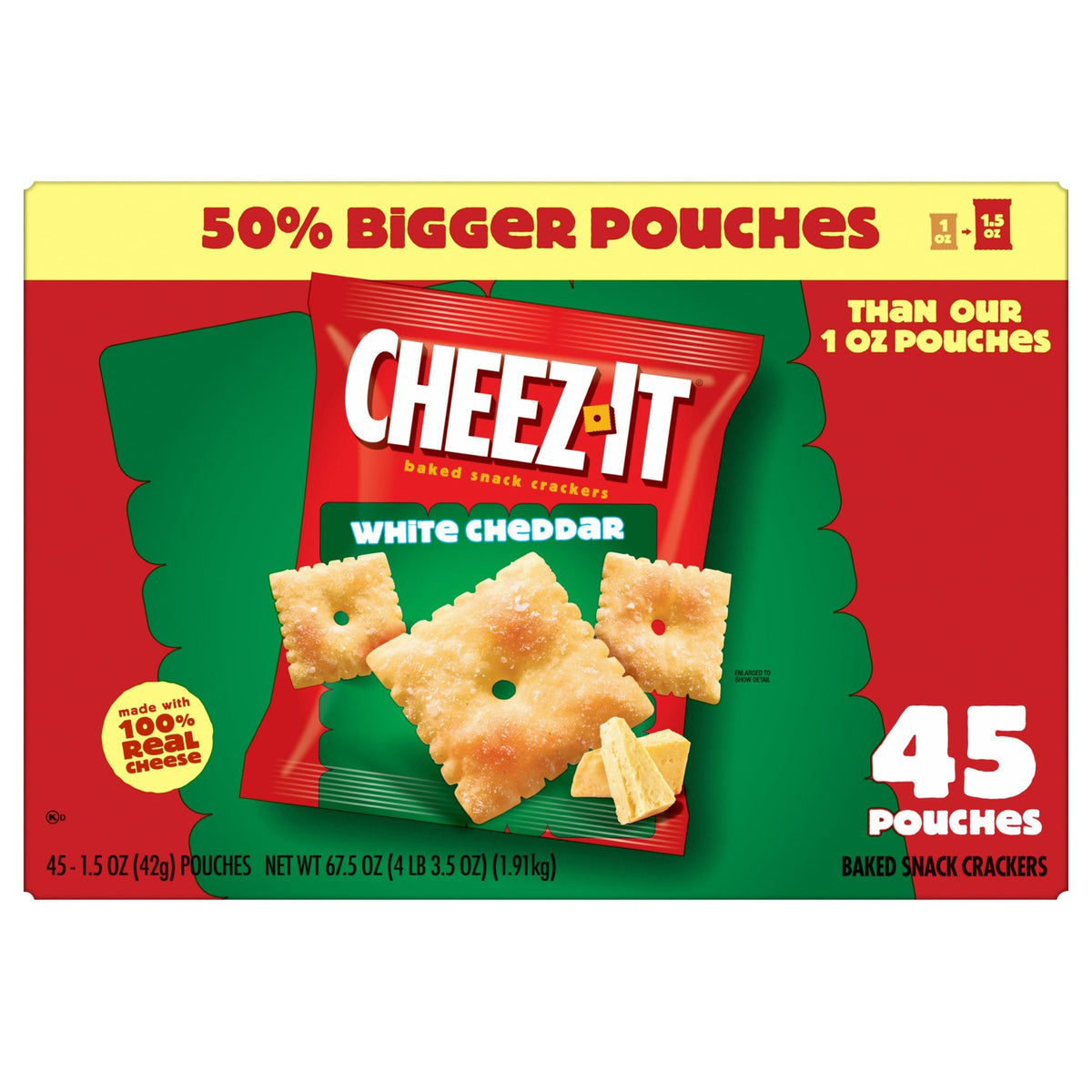 미국직구 치즈잇 Baked Snack Crackers, White Cheddar, 1.5 oz, 45 ct