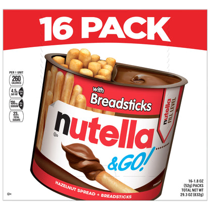 미국직구 Nutella & Go Hazelnut Spread with Breadsticks, 1.8 oz, 16 ct