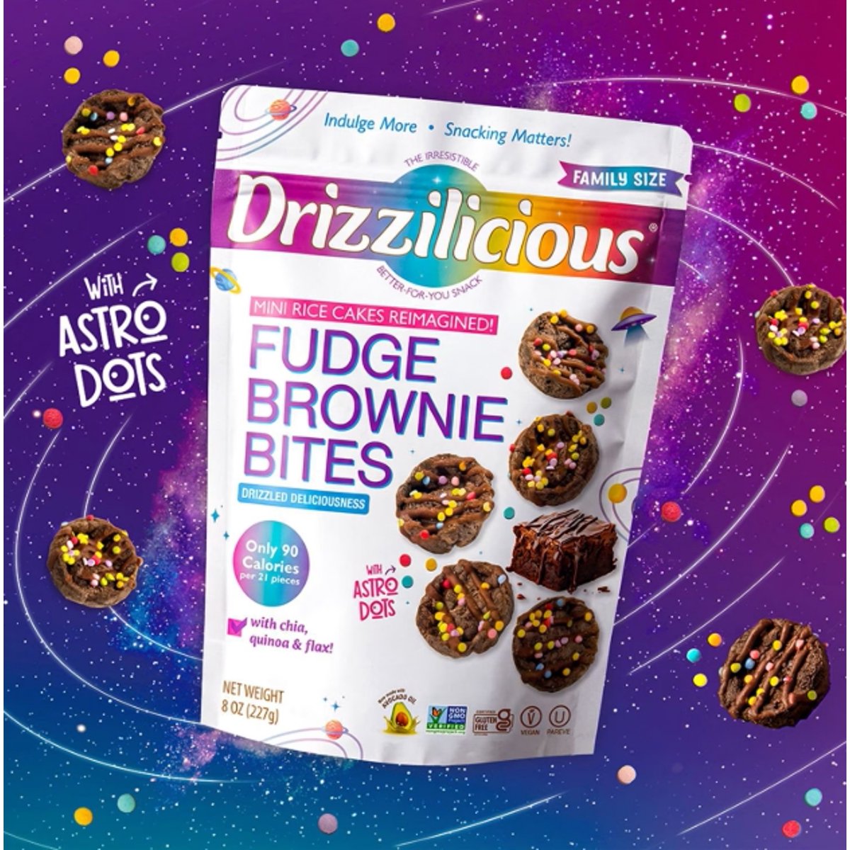 미국직구 Drizzilicious 227g 2팩 / Drizzilicious Fudge Brownie Mini Rice Cake Bites, 227g, 2 Pac 4