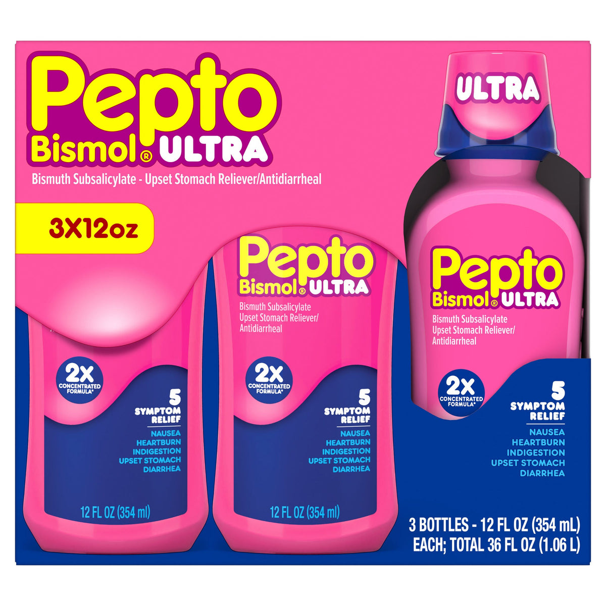 미국직구 펩토비스몰 감기약 Pepto Bismol Ultra, 5 Symptom Digestive Relief Liquid, 36 Fluid Ounces