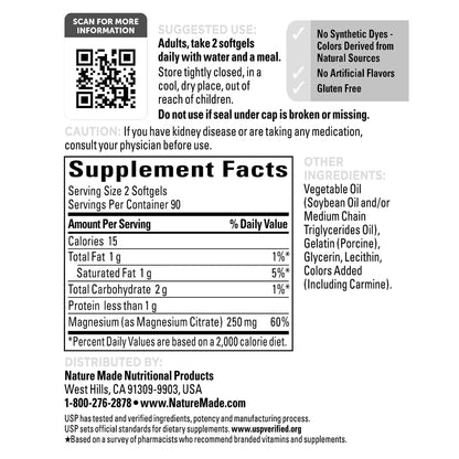 미국직구 네이처메이드 마그네슘 Nature Made Magnesium Citrate 250 mg., 180 Softgels