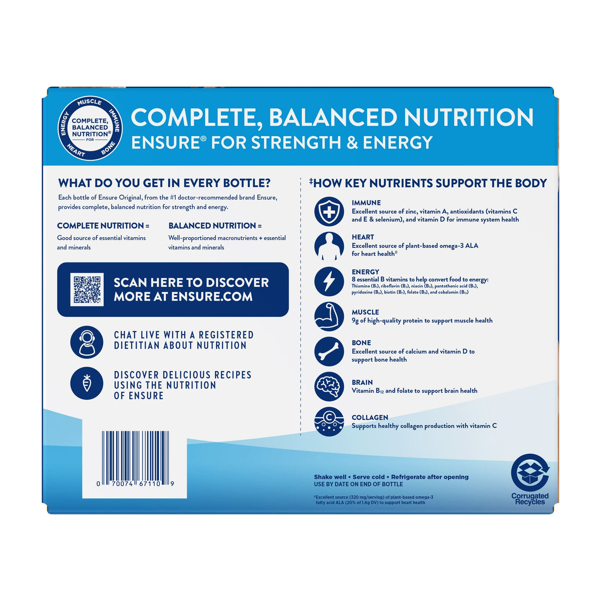 미국직구 엔슈어 단백질 쉐이크 음료 초콜릿 Ensure Original Nutrition Shake, Milk Chocolate, 8 fl. oz, 30-pack
