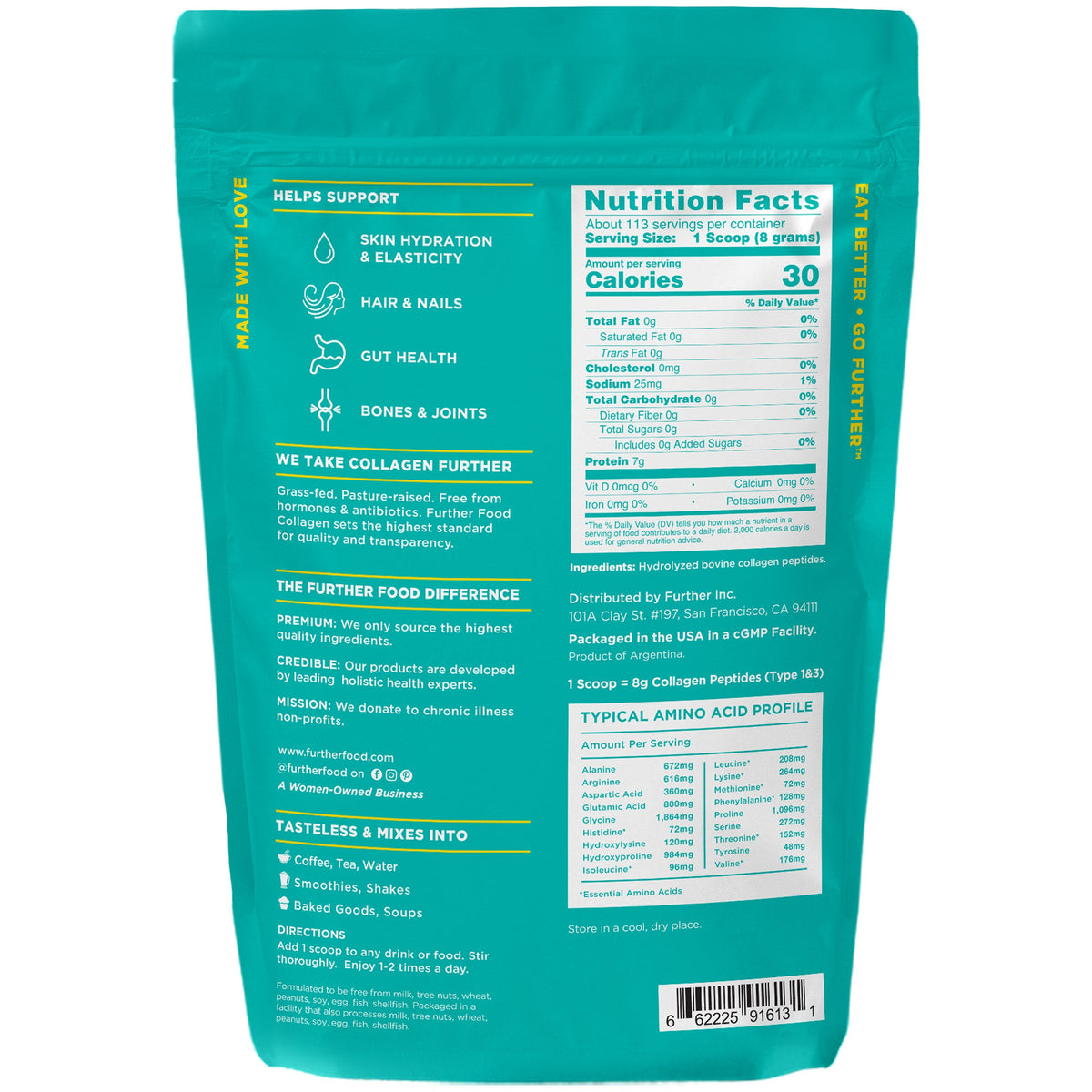 미국직구 Further Food Grass-Fed 콜라겐 907g / Further Food Grass-Fed Collagen Peptides Powder, Un 2