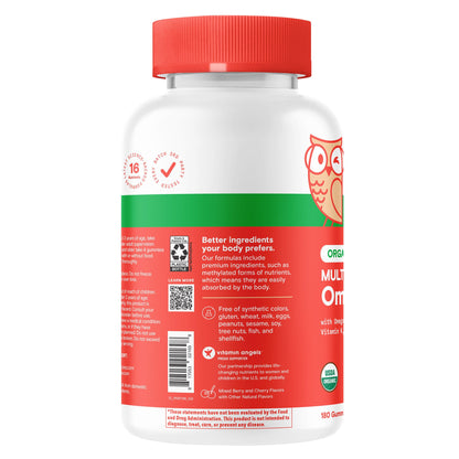 미국직구 스마티팬츠 종합비타민 SmartyPants Organic Kids and Toddler Formula Multivitamin, 180 Gummies