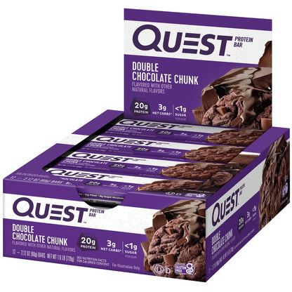 미국직구 퀘스트 Protein Bar, Double Chocolate Chunk, High Protein, Gluten-Free, 12 Count