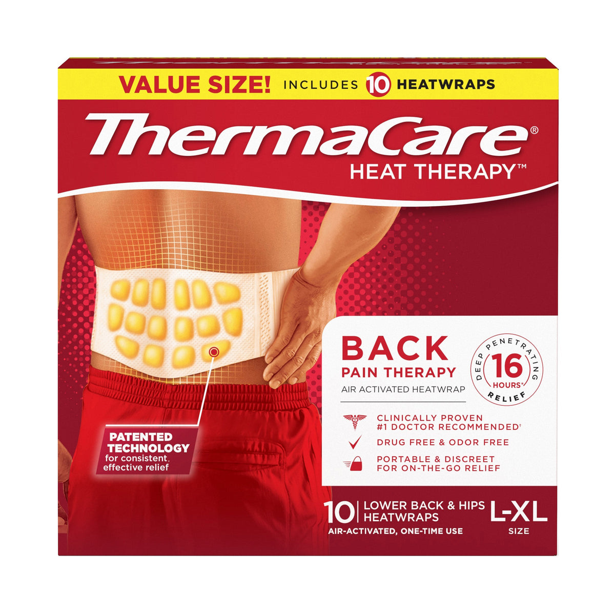 미국직구 써마케어 외용 파스·겔 ThermaCare Lower Back & Hips L-XL, 10 HeatWraps