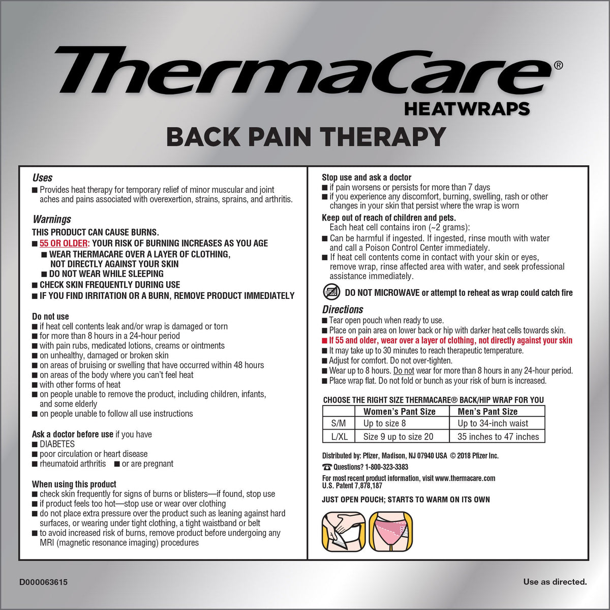 미국직구 써마케어 외용 파스·겔 ThermaCare Lower Back & Hips L-XL, 10 HeatWraps