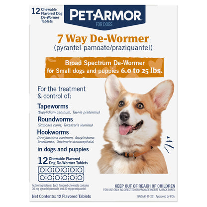 미국직구 펫아머 반려견 해충·구충 PetArmor 7 Way Chewable De-Wormer for Puppies and Small Dogs, 12-count
