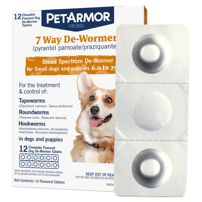 미국직구 펫아머 반려견 해충·구충 PetArmor 7 Way Chewable De-Wormer for Puppies and Small Dogs, 12-count