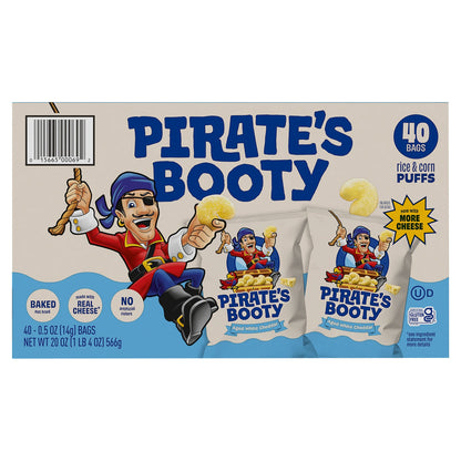 미국직구 Pirate's Booty Rice and Corn Puffs, Aged White Cheddar, 0.5 oz, 40 ct