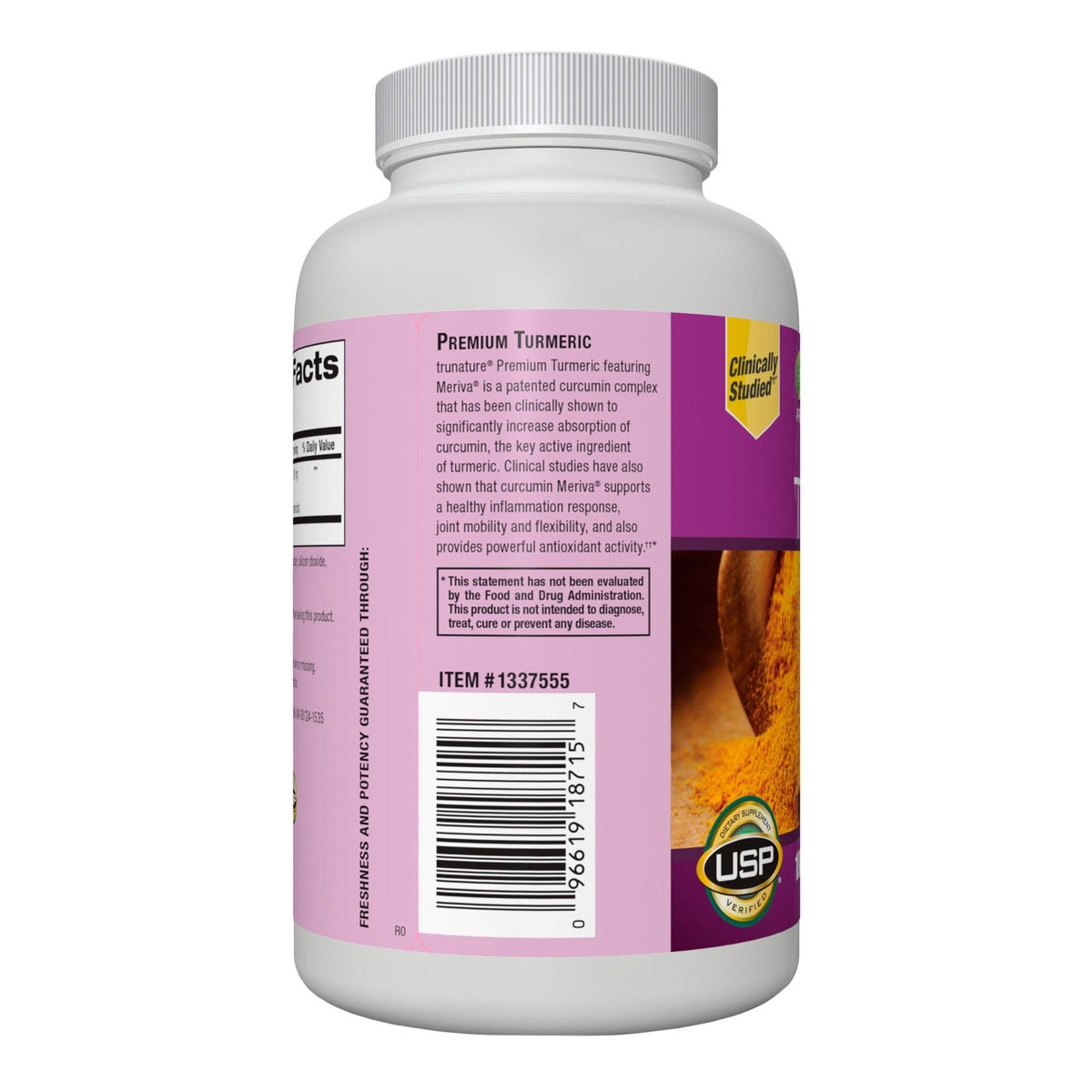 미국직구 트루네이처 커큐민 trunature Premium Turmeric 1000 mg, 180  Vegetarian Capsules