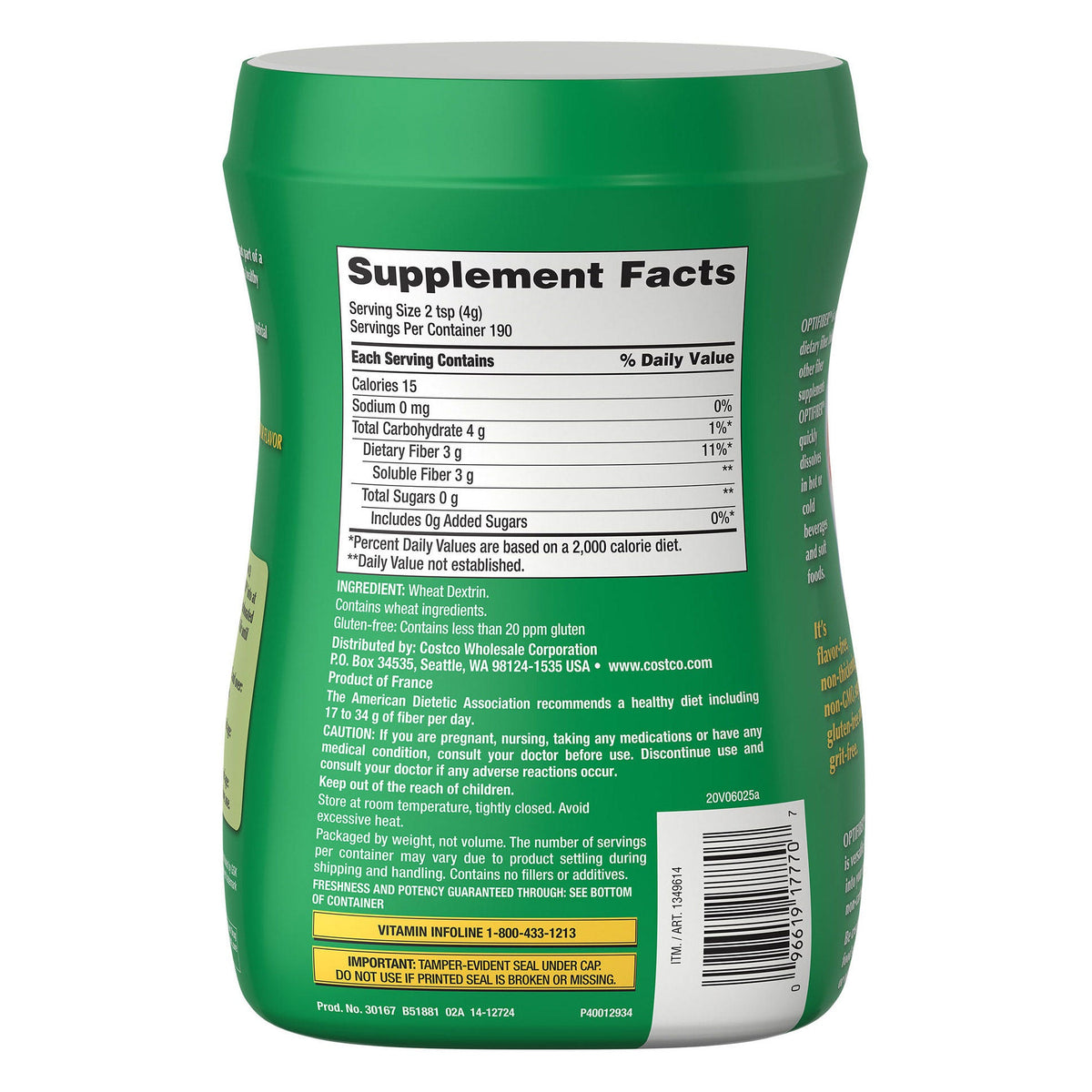 미국직구 커클랜드 식이섬유 Kirkland Signature OPTIFIBER, 26.8 Ounces 190 Servings