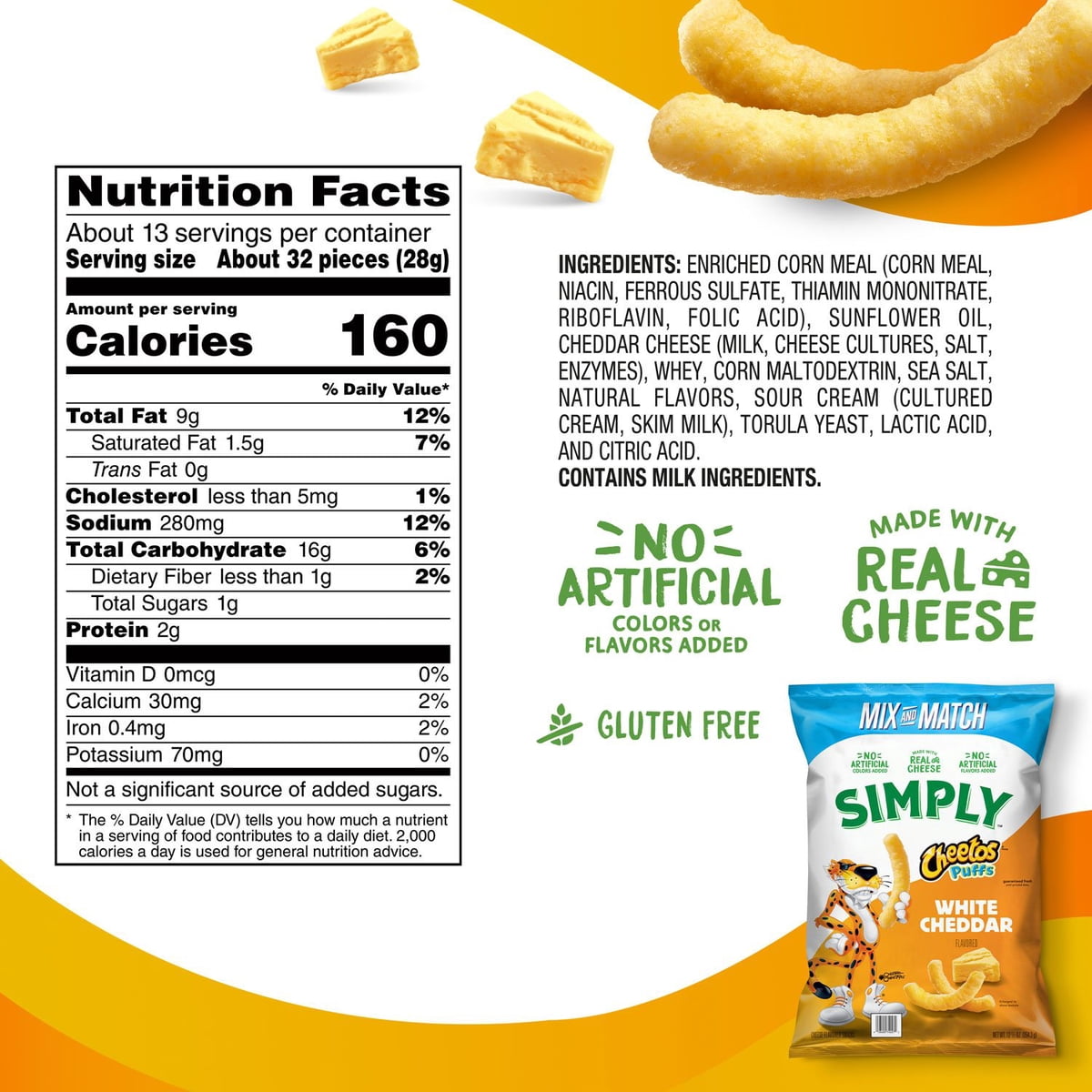 미국직구 Simply Cheetos 354g / Simply Cheetos White Cheddar Puffs, 354g 2