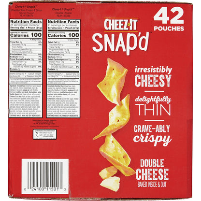 미국직구 치즈잇 Snap'd Cheesy Baked Snacks, Variety Pack, 0.75 oz, 42 ct