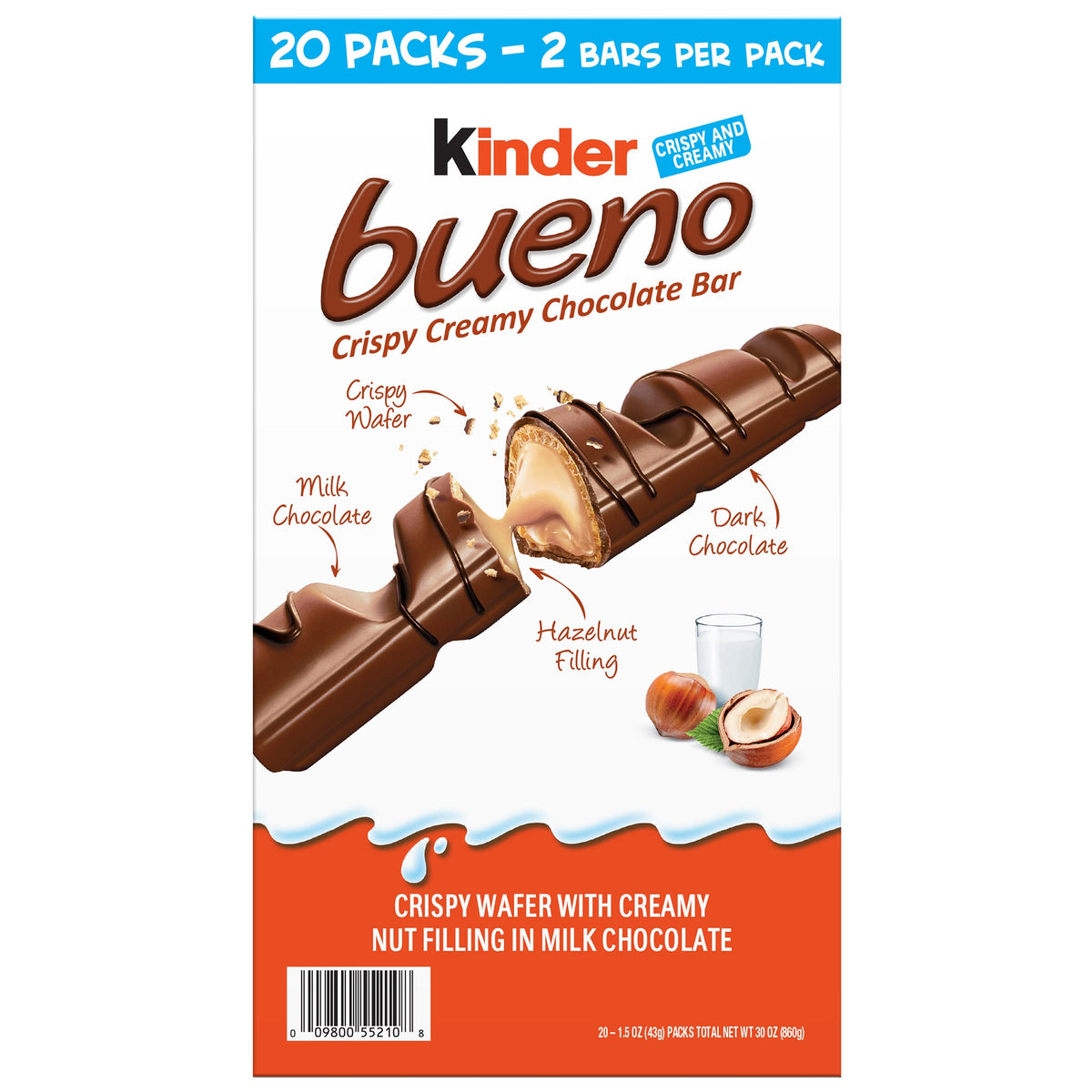미국직구 Kinder Bueno Chocolate Bars, 1.5 oz, 20 ct